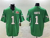 Men's Philadelphia Eagles #1 Jalen Hurts Green 2025 Super Bowl LIX Patch F.U.S.E. Throwback Vapor Untouchable Limited Stitched Jersey,baseball caps,new era cap wholesale,wholesale hats